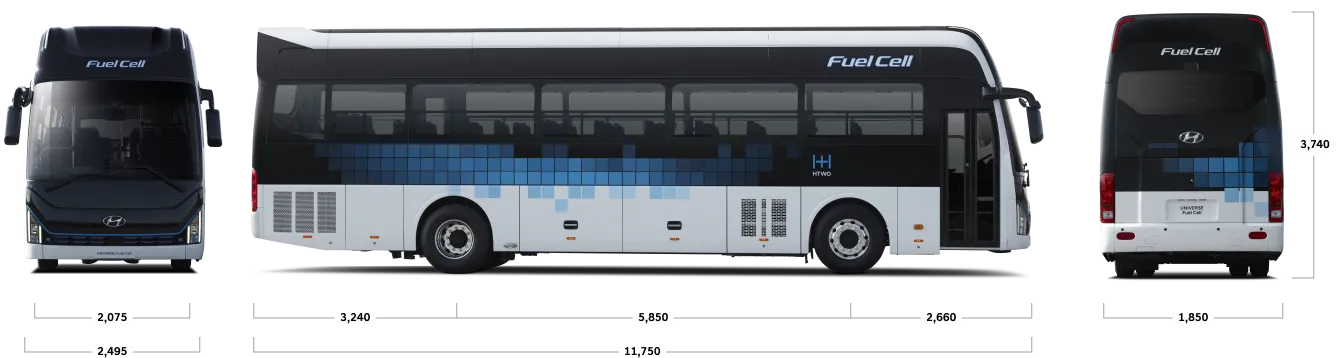 Specs of Hyundai UNIVERSE Fuel Cell (Front door)