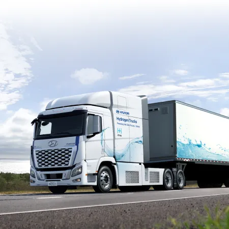 Hyundai XCIENT Fuel Cell Tractor on the road