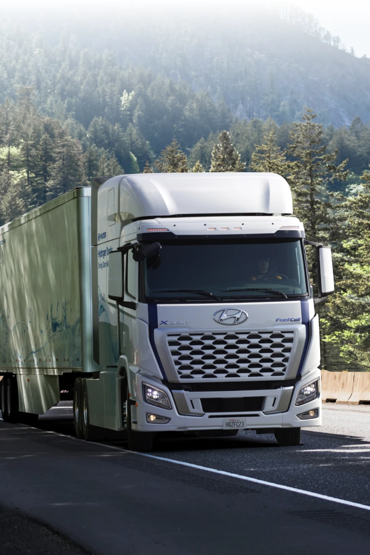 Hyundai XCIENT Fuel Cell Tractor on the road